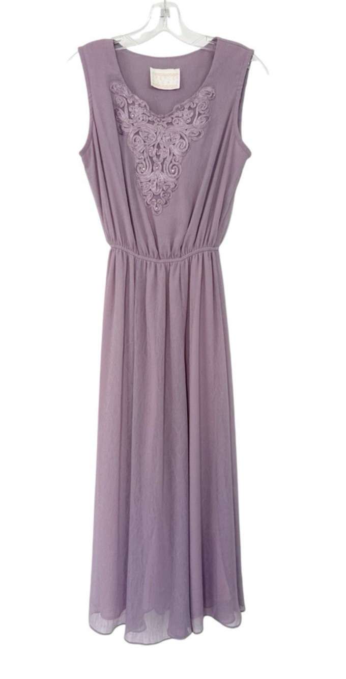 Vintage Spencer Alexis Midi Dress Fairy Romantic Lace Embroidered Y2K USA Size 4